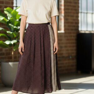 Mignon Doo Midi Maxi Skirt Women's Size Small S Brown Blue Modest Elastic Waist